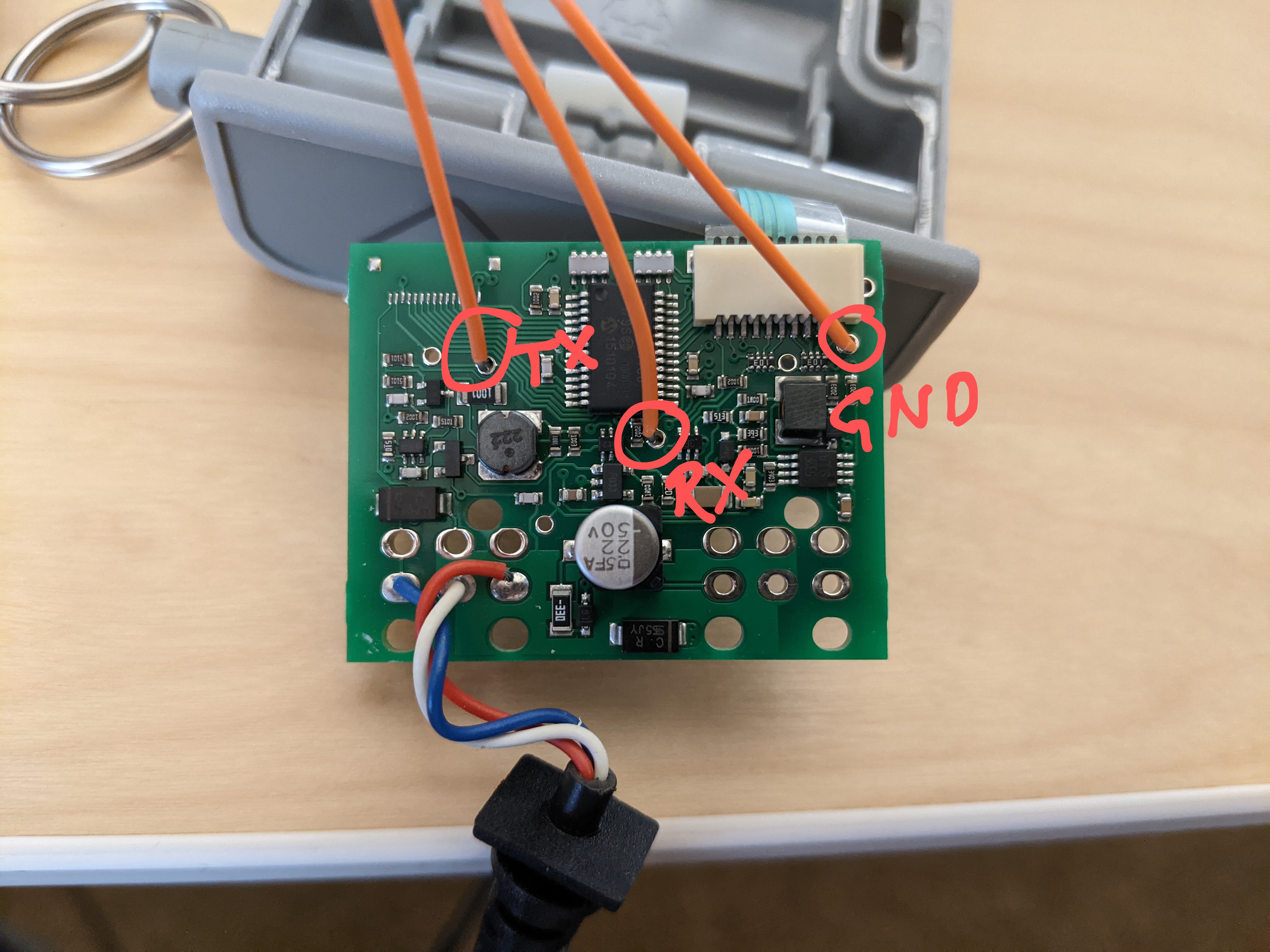 TX, RX, and GND connections